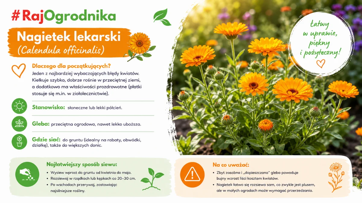 Nasiona kwiatów jednorocznych prostych w uprawie Nagietek lekarski blog sklep rajogrodnika